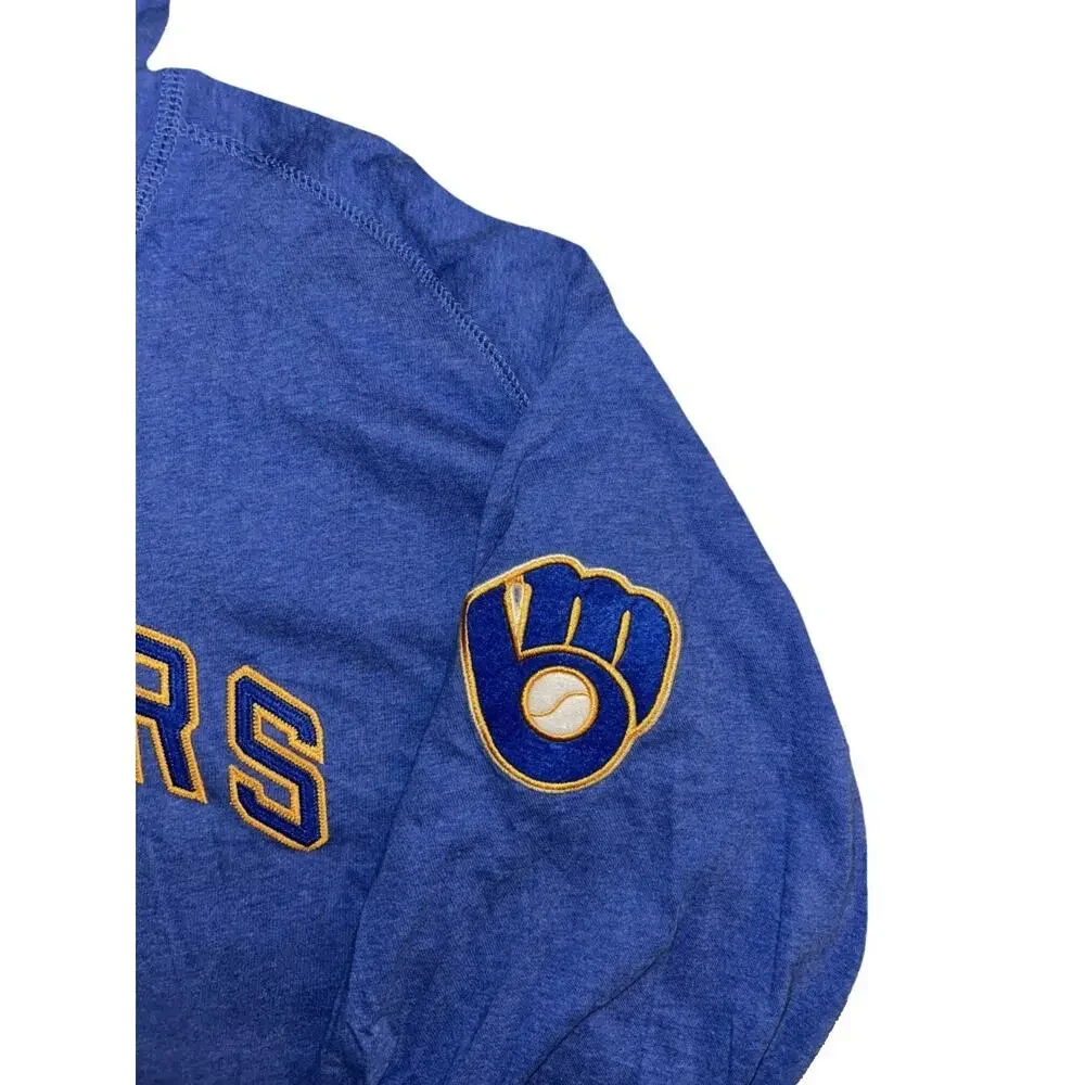 Men's Milwaukee Brewers Gameday Classic Mitchell & Ness Long Sleeve Hoodie Shirt